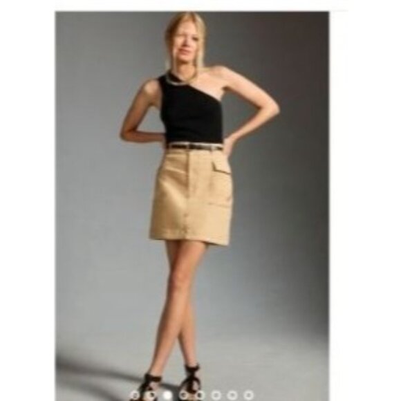 Maeve By Anthropologie Tan Cargo Skirt size XL X-Large Linen Blend  Pockets - Picture 1 of 8